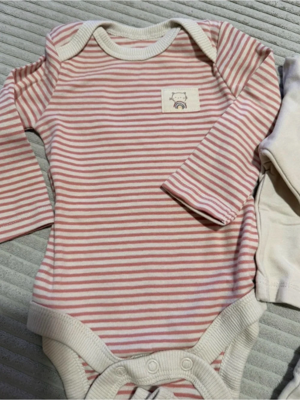 Bliss Pink Striped Bodysuit with Cream Top & Pants